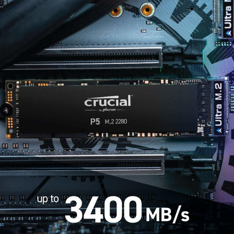 Crucial P5 500 GB Desktop Black PCIe NVMe Internal Solid State
