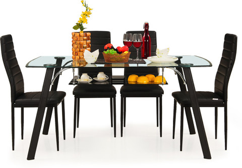 RoyalOak Milan Italian Glass Seater Dining Set Price in India