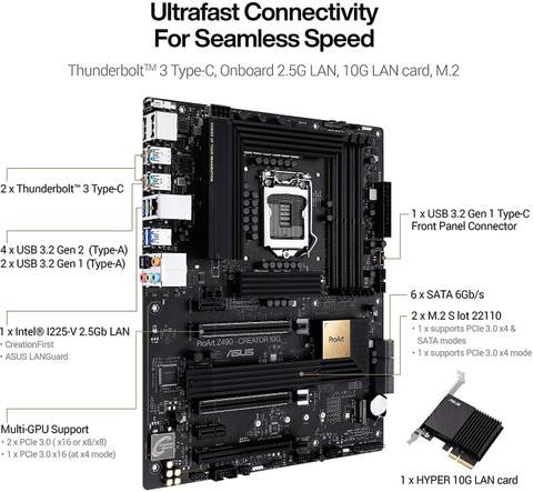 ASUS ProArt Z490-CREATOR 10G LGA 1200Socket ATX Intel Z490 Chipset