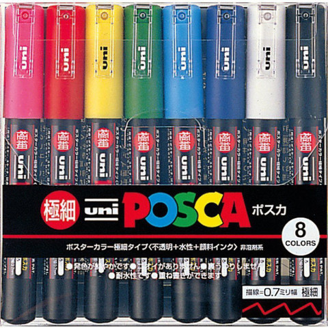UNI Posca Paint Marker Pen with Fine Point Set of