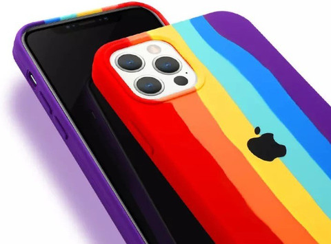 KHR Back Cover for Apple iPhone 12 Pro Max Liquid Silicone Rainbow