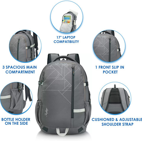 SKYBAGS Teckie 01 Laptop Backpack Grey 42 L Laptop Backpack