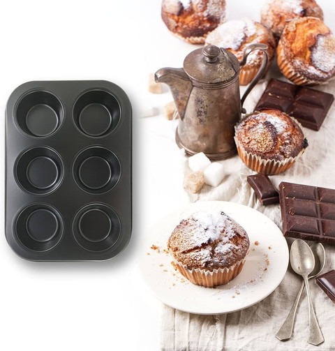 noble foods Cup Muffin Cake PAN/Tray Non-Stick Coating for Easy Cooking  and Clean up Carbon Steel and Silicon Basting Brush Kitchen Tool Set