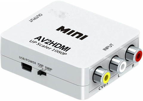 microware Mini AV to HDMI Video Converter Box AV2HDMI RCA AV HDMI CVBS to  HDMI Adapter for HDTV TV PS3 PS4 PC DVD Xbox Projector (White) Media