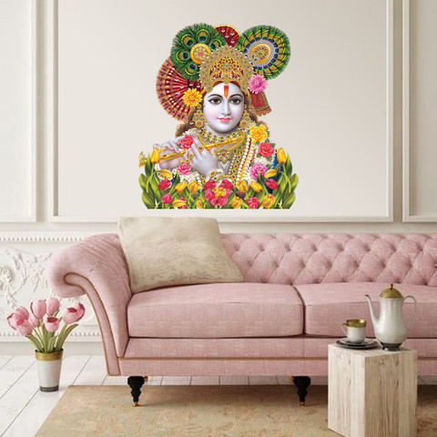 god & god's 48 cm Shri Krishna Wall Sticker Self Adhesive Sticker Price ...