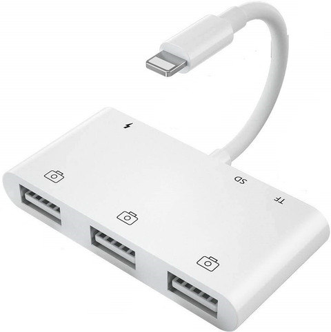 microware Lighting to USB HUB and Card Reader Compatible with