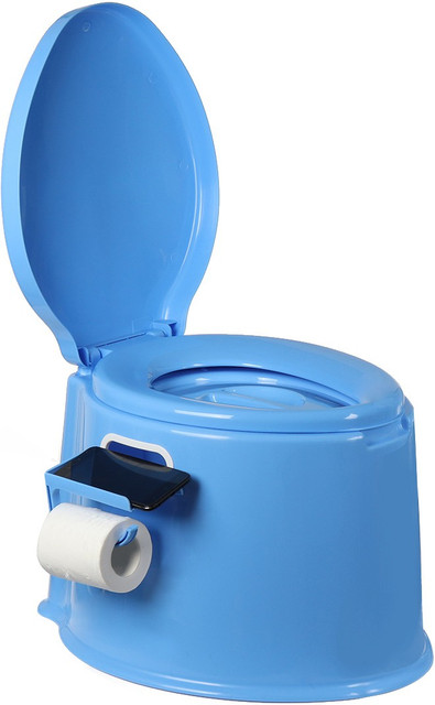IRIS 6L Portable Travel Toilet with Seat, Handle, Removable Lid and Roll  Holder, Outdoor Indoor Lightweight Compact Toilet for Hiking, Fishing,