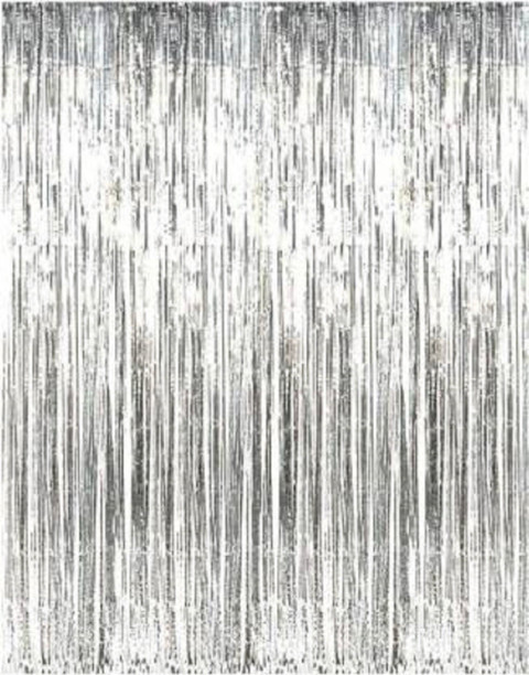 Metallic Black Foil Fringe Curtain - 3ft X 8ft Party Decorations