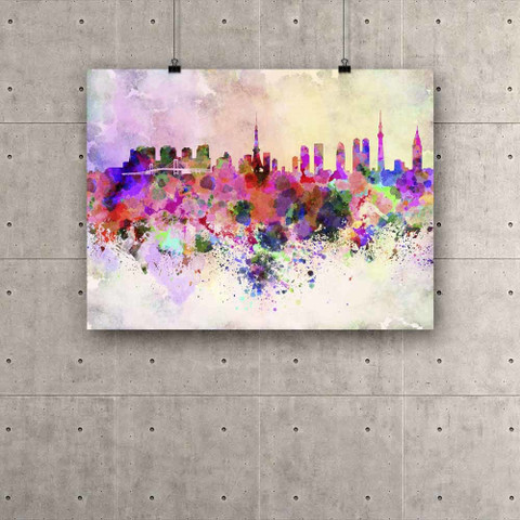 Artzfolio Tokyo, Japan Skyline In Watercolor Unframed Premium