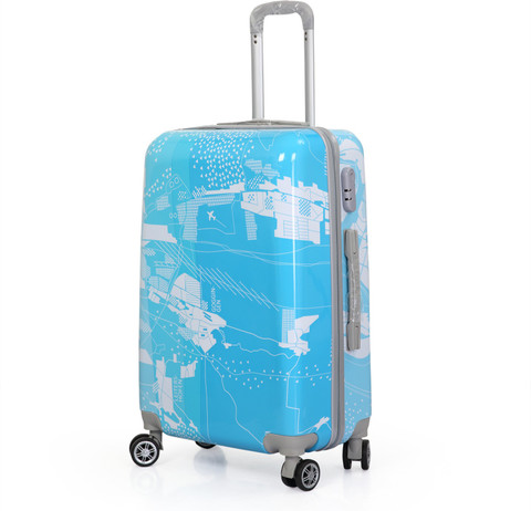 POLO CLASS Casual Polycarbonate Blue Trolley bag (24 inches, 55 Ltr)  Check-in Suitcase Wheels 24 inch
