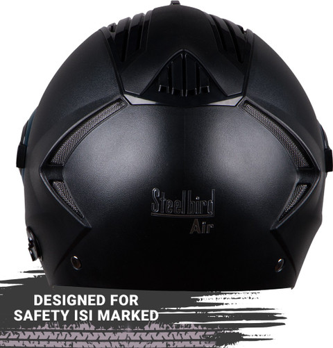 Steelbird SBA-3 R2K Classic Open Face Helmet in Black Motorbike