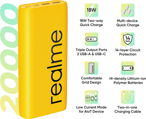 realme 20000 mAh 18 W Power Bank