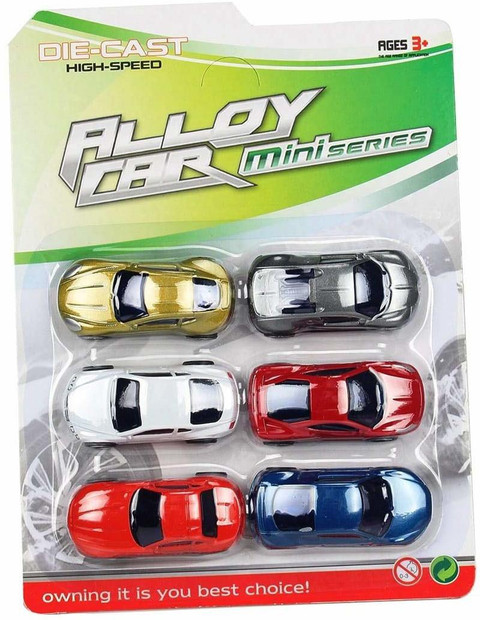 SR Toys Small Size Metal Car Set (Set of 6) (Multicolor)