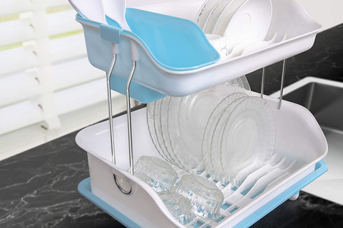AXN Dish Drainer Kitchen Rack Plastic 2-Tier Large Durable Dish