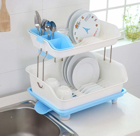 DDecora Dish Drainer Kitchen Rack Plastic Kitchen Layer Sink