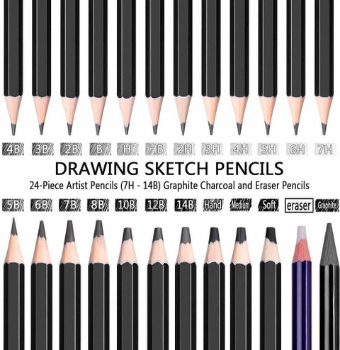 Definite Sketch Drawing Pencils- 14B, 12B, 10B, 8B, 7B, 6B, 5B, 4B