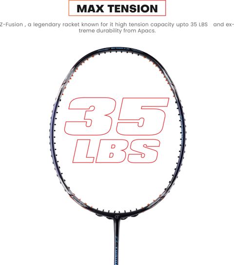 apacs Z-Fusion (35LBS, 80G) Black, Blue Unstrung Badminton Racquet