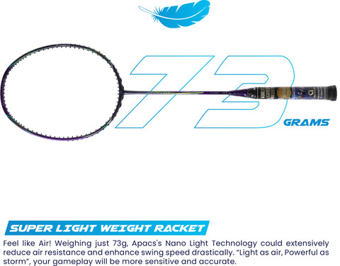apacs Asgardia Lite (73G, 35 LBS) Purple, Blue Unstrung Badminton