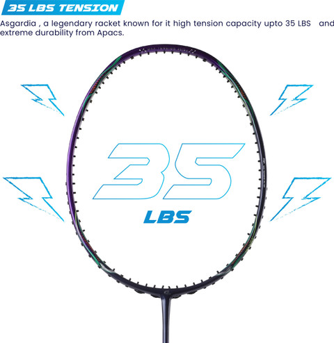 apacs Asgardia Lite (73G, 35 LBS) Purple, Blue Unstrung Badminton