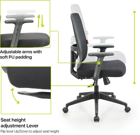 Featherlite Versa MB Mesh Fabric Office Adjustable Arm Chair Price