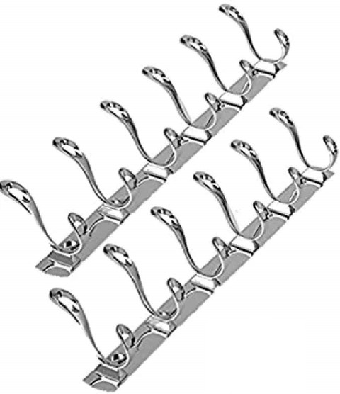 KSIS Pack Of 2-Classic silver Stainless Steel Pin Cloth Hanger Bathroom  Kitchen Wall Wardrobe Door Hooks For Hanging keys,Clothes Holder Hook Rail