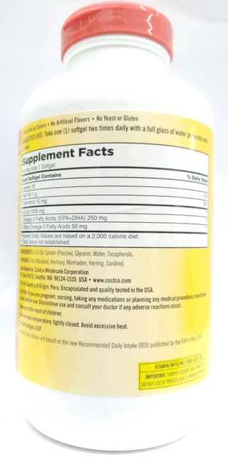 KIRKLAND Signature Fish Oil 1000 mg 400 softgels