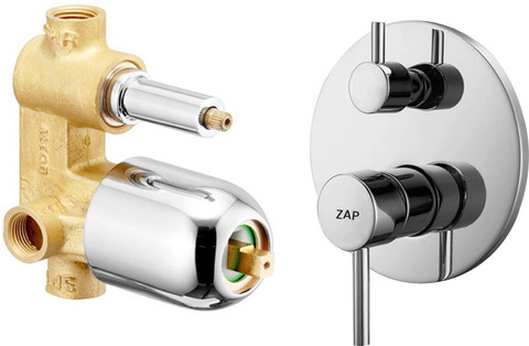 バス・洗面所用品 MULTI-HONIZER for Shower ZAP ZXR 70100 Complete Diverter Set with Plate, Hand Shower