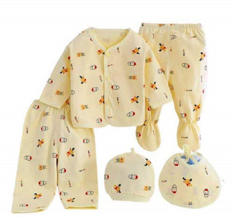Alya New Born Baby Winter Wear Baby Clothes 5Pieces Sets Cartoon Printed  Keeps Baby Warm Cotton Baby Boys Girls Unisex Baby Fleece/ Baby Suit  Falalen