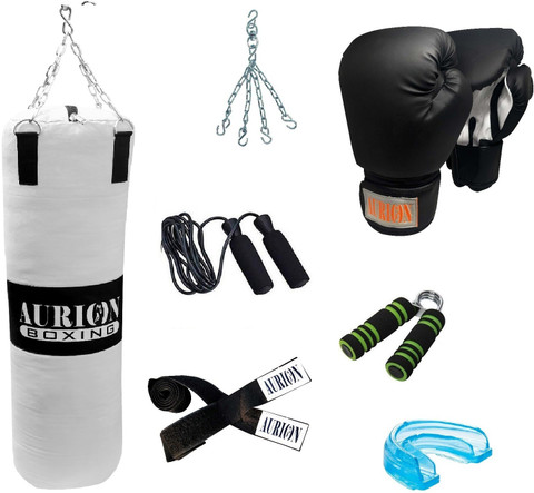 Aurion by 10Club Unfilled Heavy Punch Bag Set Feet Boxing Kit