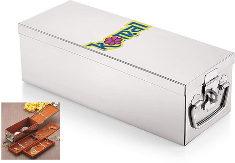 Konquer TimeS Stainless Steel Jewellery Box, with velvet