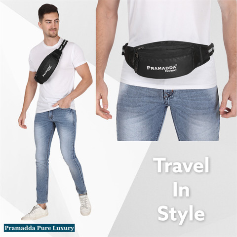 Pramadda Pure Luxury Classic Noble Black Waist Pouch for Men Women Small  Travel Fanny Packs for Boys girls fashion bum bags Sports Bags for