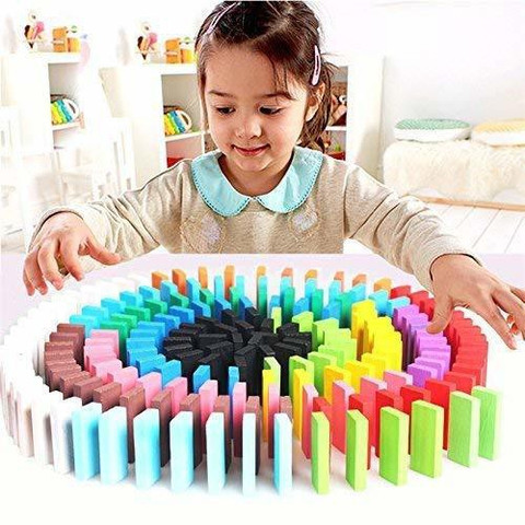 Psb Dominoes Blocks 100 Pieces Wooden Domino Game Set for Kids