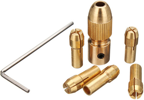 tHemiStO 5mm Shank Metal Drill Chuck Collet Bits Rotary with Screw