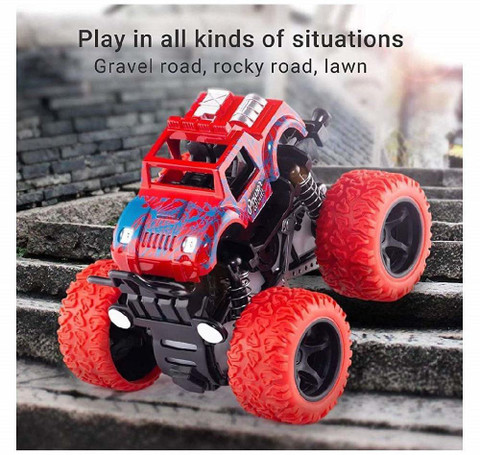 Enorme Unbreakable Pack of Mini Monster Wheel Friction Powered Push and  Go Drive Vehicles with Big Rubber Tires Trucks/Cars For Toddlers Children 