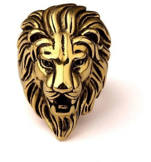 Lion Men's Gold Stainless Steel Rings HUB CREATION King Lion - Main Image