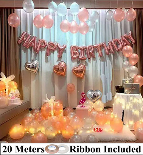 DECOR MY PARTY Happy Birthday Rosegold Letter Foil Balloon Set
