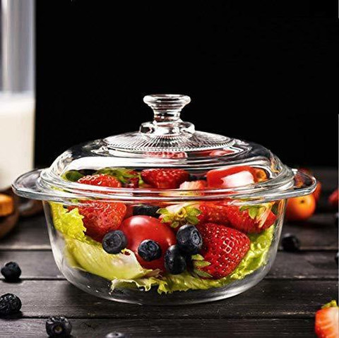 promise plus group Glass Casserole Deep Round Oven and Microwave