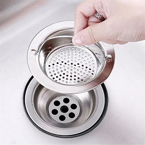 KitchenFest ® 11 cm Large Stainless Steel Sink Strainer with Handle,  Kitchen Drain Basin Basket Filter Stopper Sink Drainer Food Blockage  Strainer