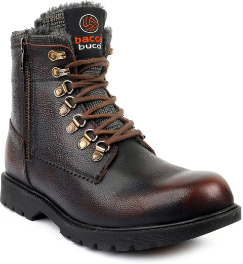 bacca bucci SNOWMAN 7-Eye Ankle Snow Boots Genuine Leather Water Proof  Boots For Men