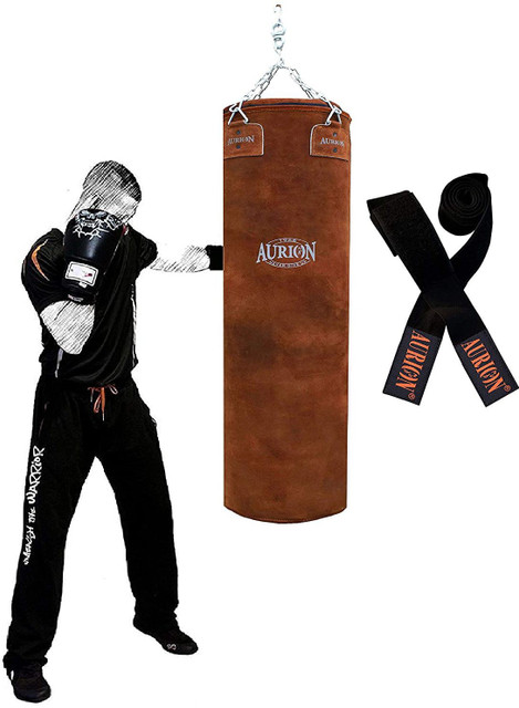 Aurion by 10Club Genuine Leather Heavy Punch Bag Set Kick Boxing