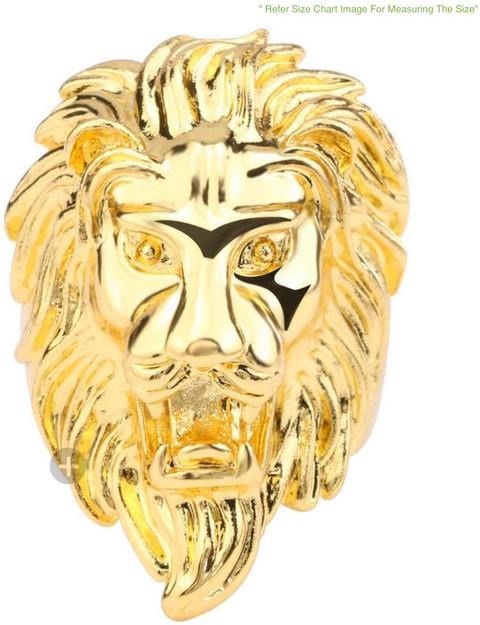 vaiseema Stainless Steel Lion Face Ring For Men And Women Stainless Steel  Gold Plated Ring