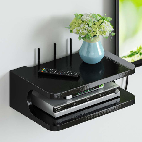 ZIARO Set top Box Stand WiFi Router Holder Wooden Wall Shelves Setup  Box Stand Wooden Wall Shelf