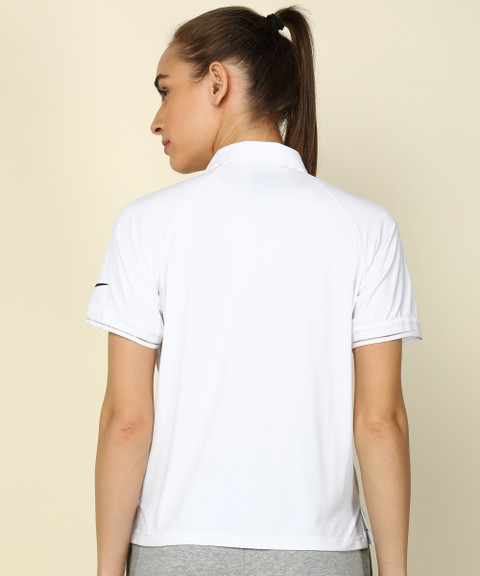 NIKE Solid Women Polo Neck White T-Shirt Buy NIKE Solid Women