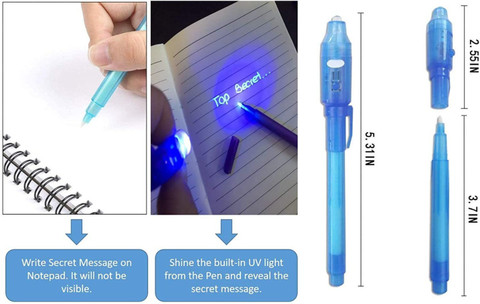 Andix Invisible Ink Magic Pen (4 Pieces) with UV-Light for All Age