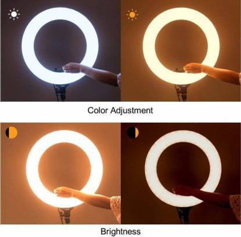 NJENT Big Selfie Ring Light with Tripod Stand for Live Stream-LED Ring  Light with Phone Holder Dimmable Makeup Light with Light Mode,10 Level