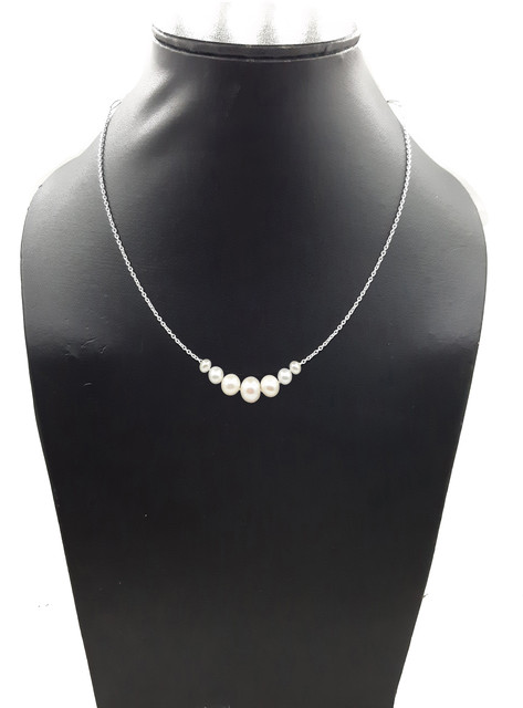 arts on way 925 Sterling Silver Chain with Freshwater Real Pearl