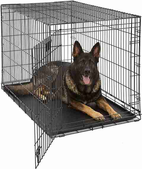 Horianzo Metal Foldable Dog Puppy Cage, Crate, Kennel, Double Door