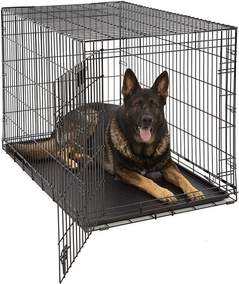 Horianzo Metal Foldable Dog Puppy Cage, Crate, Kennel, Double Door
