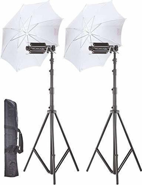 Hiffin Pair Porta Umbrella Video Light for Video Photography Portable  Studio Kit (9Ft) (Porta Light KIT Set of 2) Tripod Kit