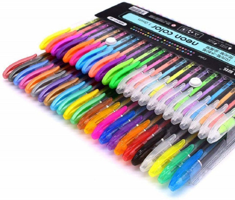GLAZU Neon Highlighter Gel Pen Glow In Dark with Different Colors (Pack of  48 Pens)